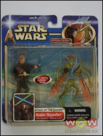 Anakin Skywalker + Geonosian Warrior Lightsaber Slashing Action Deluxe Attack Of The Clones